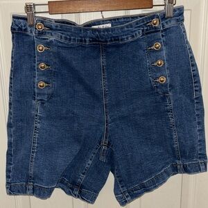 Bleu Clothing Double Gold Button Stretch Denim Shorts Size 12